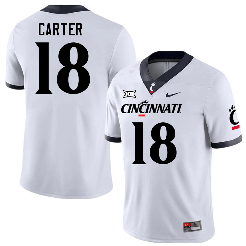 Cincinnati Bearcats #18 Trevor Carter Big 12 Conference College Football Jerseys Stitched Sale-White